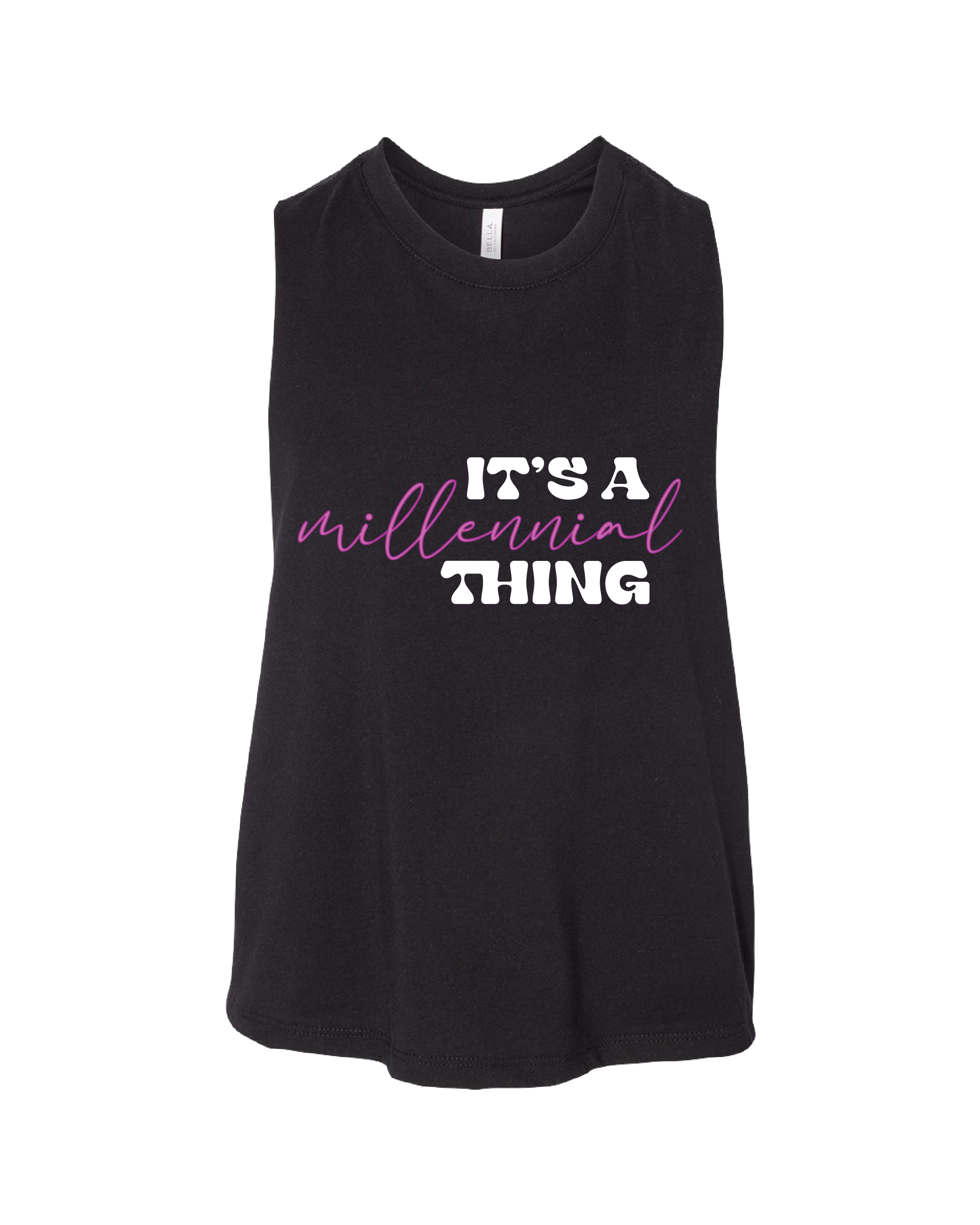 Black It's A Millennial Cropped Tank Top