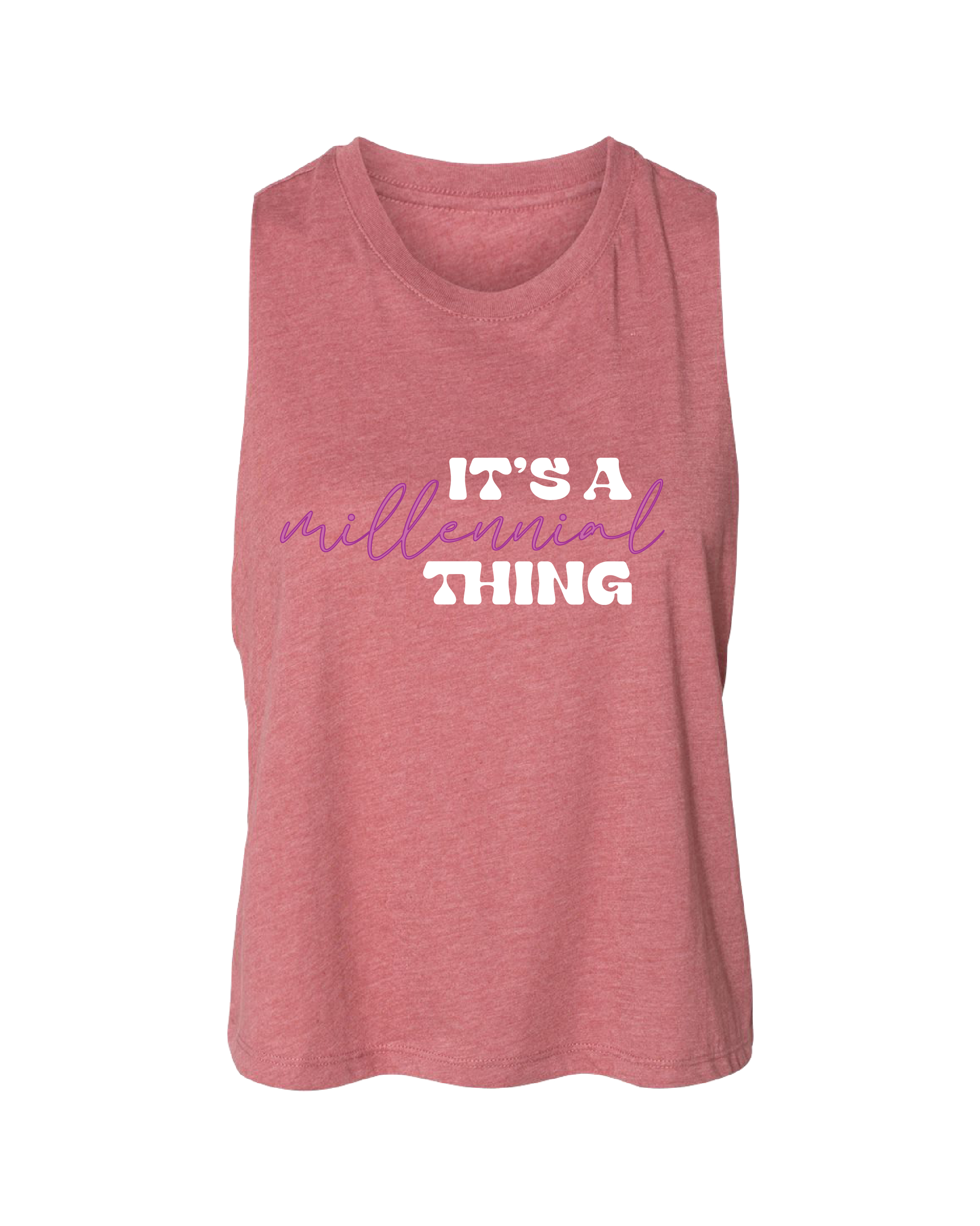 Heather Mauve It's A Millennial Cropped Tank Top